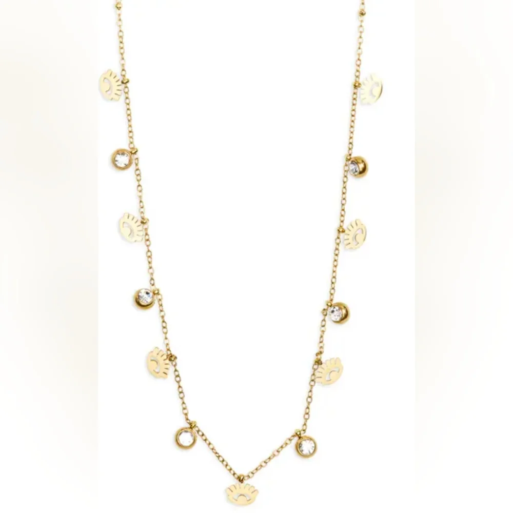 AREA STARS Evil Eye & Crystal Charm Necklace